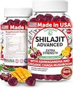 Lunakai 美国制造纯Shilajit Gummys 1200mg 与 Ashwagandha & Chaga-喜马拉雅Shilajit 用于男女、能源和生命力支持,60厘米