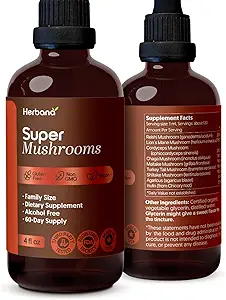 超级蘑菇 8-in1 - 4 fl oz 液体提取器 - 大脑助推器和免疫支持滴液 - Reishi, Lion's Mane, Cordyceps, Chaga, Mitake, Turkey Tails, Shiitake, Agaricus - 高潜力 - 90天供应