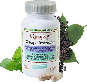 量子健康睡眠免疫支持补充品 Melatonin 2mg L Theanine & Valerian root Plus 长老莓维生素C & D 豁免靴 - 30 Capsules