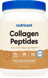 营养成本Collagen Peptides 粉末(焦油花生酸奶油氟化) 1 LB - 草-Fed Collagen 水解,无糖