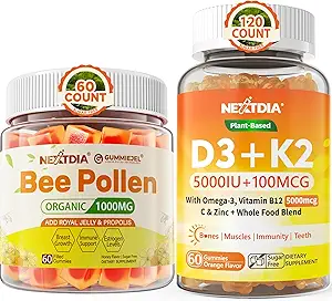 有机1000mg + 有机植物 D3 K2-5X 与标准的 D3K2 吸收