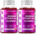 维生素2包装 B6 100mg Gummys – 天然草莓火焰 – 每瓶60枚Pectin基Gummys – 神经系统与能量支持