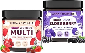 Llama Naturals 成人长莓果汁 + 女子多维塔明果汁 Bundle 没有添加的甘蔗 → Vegan → 有机 → 2瓶