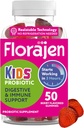 Florajen Kids Probiotic Gummys - 三联行动 Prebiotic, Probiotic, & Postbiotic 补充消化健康,免疫支持,和Bloating Relief - 有机, Vegan, & Gluten - Free - 50 Count