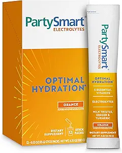 喜马拉雅党 Smart Orange Electrolytes Powder Packets, 12 Counter, 支持水分, 与钠和钾的还水, 维生素C & More, 抗氧化剂恢复 混合牛奶酸盐, Ginger & Turmeric