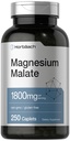 Horbäach Magnesium Malate | 1800mg | 250 毛细毛片 get 蔬菜,非GMO,Gluten免费补充