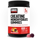 Force Factor Creatine Monohydrate Gummies, NSF Certified, 5g Dose for Men & Women to Support Muscle, Strength, Recovery, Cognitive Health & Memory, Assorted Fruit Flavors, 150 Gummies