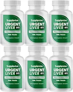 紧急Liver 911 Herbal Liver支助 补充Liver Cleanse Detox & 修理公式,配有牛奶Tedle Silymarin Dandelion根和Artichoke 提取的Liver健康,60 Capsules (6)