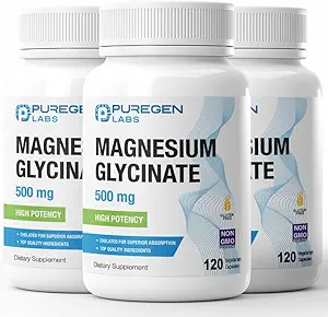 甘氨酸镁 500 mg [高可能性] 蔬菜盖,用于高级吸收的Chelated,非GMO,NO Gluten和乳制品,支持肌肉,联合和心脏健康 总计 360个盖