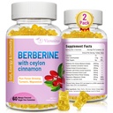 Berberine with Ceylon Cinnamon Gummys, HighPotency Berberine HCI 补充,Immune 健康支持,120 芒果火焰Gummys,