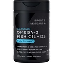体育研究-阿拉斯加Omega-3鱼油1040mg + 维生素D3 2500iu - 支持脑和心脏健康-MSC认证可持续-野生-捕捉-非GMO-Triglyceride Form - 120 Softgels