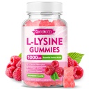 L-Lysine 1000mg Gummys, 成人和儿童的赖氨酸补充剂, 唇和口腔健康的基本氨基酸补充剂, Boost Imune & Colagen & Calcium, 无糖, Raspberry Flavor, 60 Counter