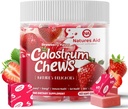 Colostrum Chews Supplement with probiotics for Gut Health, Bloating, Immune Support, Skin, Hair Growth and Beauty - Strawberry Flavor (60 Servings)