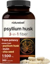 NatureBell Psyllium Husk Fiber 补编, 1,500 mg Per Service, 360 Capsules | 与 Inulin & Chia种子 & Chia种子 & 有机溶性纤维用于消化和古特健康 → 植物型,非GMO型,无胶体型