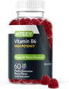 Viteey Vitamin B6 Gummys - 能量,Nerve & Mood支持 - B6 维生素 100mg - Vegan, Gluten Free, GMO Free - 60 计数