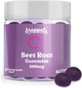 Droppels Beet Root Gummys with Beetroot Powder 500 mg, Grape种子摘录 300 mg, Vitamin B12 & Niacin | Vegan, Pectin-based & Non-GMO Beetroot Supplement, Apple Pomegranate Flavor, 60 Count