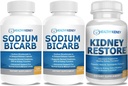 Bicarpate钠 650mg Capsules for Acid Relief, Alkalinity 120 Pills 2-Pack + 肾脏恢复肾脏清洁剂和肾脏保健补充剂,60盖