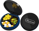 Serfeymi小药盒 - 3 Portable Pill Box for Purse Pocket, Compact mini Travel Pill case - 适合医药,维生素,鱼油,补充剂 - Black(洛戈)
