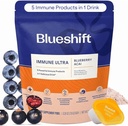 蓝换型Immune Ultra - 5-in-1 Immune支持 粉末饮料混合,Immune Defense Vitamin 补充 维生素C,锌,超食品,抗氧化剂,前置和抗生素 - Blueberry Acai Pods (14 Pack)