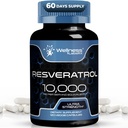 WELLNESS LABSRX Resveratrol Supplement 1000mg, 120 Capsules (60 Days Supply), Ultra-Strength High Purity Trans-Resveratrol for Healthy Aging, Anti-Aging and Heart Health Support - Vegan, Keto