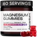 镁胶 - 410mg of Elemental Magneum Glycnate & L-Threonate 补充复合体 - Vegan Magneum Glycnate Gummys for calm Mood, Muscle & Heart Support - 化学镁 Gummy 60 pcs