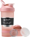 BlenderBottle Shaker 瓶装药丸组织者和蛋白粉的存储器,经典V2 ProStak系统,22-Ounce,Rose Pink