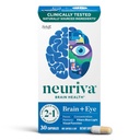 NEURIVA Brain + Eye Supplement for memory, Focus and Community with Lutein & Vitamins A C E and Zeaxanthin for Eye Health and Zeaxanthin for Filter Blue Light, Capsules 30cmt Capsules (英语:Capsules) 脑部+眼部增量,与Lutein & Vitamins A C E,以及眼部健康锌和 Zeaxanthin 过滤蓝光,30cmt Capsules