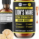 HERBIFY Lions Mane Supplement - 记忆,焦点和清晰度的每日蘑菇补编 - 大脑助推器 - 支持免疫的狮子Mane Tincure - 4 Fl oz