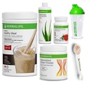 Herbalife 摇摆健康餐具 QQ 饼干和奶油配方 1 + Herbal Aloe(芒果) + 草茶 聚焦 + 蛋白粉 + 摇摆杯和Spoon