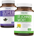 抗氧化剂 & St. John's Wort (2-Month Supplement) 静态抗氧化剂混合剂 - 超级抗氧化剂 - 强大的超级食品日报 Blend (120 Caps) & St. John's Wort - 强大的9000mcg 提取剂 (120 Caps)