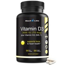 维生素D3 K2 3000 IU - 用维生素K作为来自Natto的MK-7 - 高概率维生素D补充支持健康骨骼,牙齿,心脏和免疫功能,无胶囊 - 90 Capsules