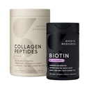 运动研究 Collagen Peptides for Women and Men Hydrolyzed Type 1 & 3 蛋白质补充剂 易混合重要营养素 蛋白质和Vegan Biotin 10,000mcg Max Force B7 120 Softgels (4个月供应)