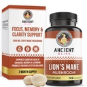 Ancient Bliss Lion的 Mane 补编(2个月供应) - 120 Vegan 蘑菇 Capsules - 可能支持精神清晰,能量和May 聚焦-记忆和免疫支持蘑菇 补编