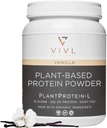 Plant Protein-L Powder Vanilla, Vegan, Organic, No Dairy, No Sugar, No Gluten, Keto, Low Carb, Clean Ingredients, Low Fodmap, for Men & Women, 25g, 27 Servings, 33oz