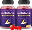 NutraChamps(成人2张Melatonin Gummys的包,超强睡眠援助维生素,5mg或10mg Dose,维根天然草莓Flavor更好的睡眠补充,120 Gummys)