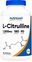 营养成本L-Citrulline 1500mg,180 Capsules - 750mg Per Capsule,Gluten Free,非GMO,包装 May Vary