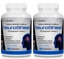 NeuroShield, Brain 补充一种诺诺氏脑促进剂和记忆补充剂,包含Huperzine A, Ginko Biloba, Bacopa Plus 抗氧化剂用于脑健康, 多成份, 2瓶, 180 Capsules