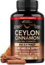 Ceylon Cinnamon Capsules - 外力 - 能量心与代谢 支持男女 - 纯天然 Cinnamon 20:1 摘录补编 - GMO & Gluten Free - 在美国制造 - 60 Capsules 2个月