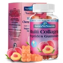 多Collagen Peptides Gummys,无糖水解 5000mg 蛋白inType I,II,III,V,X 与Biotin Hyaluronic酸维生素C A D B6 B12 L-Glutathione 用于皮肤毛发Nail Joint Bone-Peach Gummys