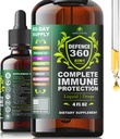 防御360 免疫支持 8-in-1 配有维生素C、D3、锌、老莓、Echinacea、Turmeric、Ginger和Quinine的液体补充剂 - 完整的免疫保护(4 FL OZ)