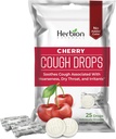 HERBION Naturals Cough Drops with Natural Cherry Flavor, 饮食补充,Soothes Cough, 适用于6岁以上的成人和儿童,25个Drops, 无人工Flavor, 包1