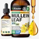 BIO KRAUTER Mullein Leaf 提取的肺脏 2 Fl. Oz - 28天供应 - 纯Mullein Drops for Lung Cleanse & Detox - Vegan呼吸辅助剂 - 非GMO,无糖和酒精