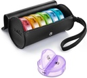 Fullicon PU Case Weekly Pill box organization 2 Times A Day, 旅行7天 Pill boxes, 手提式平板电脑organization of Medicine, Medication, Vitamin, Suppers (黑色/彩虹)