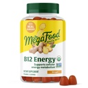 Megafood Vitamin B12 能量Gummys - Vegan - 以甲基B12 维生素支持细胞能量生产 - 姜 - 每日维生素B12 补充 - USDA 有机 - 70 Gummys, 35 服务
