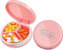Serfeymi小药盒 - 3 Portable Pill Box for Purse Pocket, Compact mini Travel Pill case - 适合医药,维生素,鱼油,补充品 - Pink(洛戈)