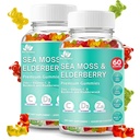 BIO VITALICA 海 Moss Gummys 老年莓 Berderberry BioVitalica - 维生素C D + 锌 - 爱尔兰 Seamoss Vegan Gummy 与 Sea Moss Gel 和 Power 为成人和儿童提供豁免,解毒(2Packs)