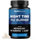 支持体重损失的夜间脂肪燃烧器和睡眠援助 QQ Appetite 抑制剂、碳阻塞剂、夜间代谢助推剂 胃脂肪燃烧器和夜晚 与Melatonin QQ Non-GMO, Vegan 60ct