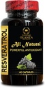 RESVERATROL 提取 - 免疫健康补充剂,维生素E 抗氧化剂,老年人的抗氧化剂支持,Gluten-Free Energy支持,所有天然活性醇 - 1瓶60卡普苏尔