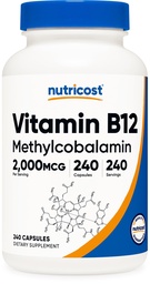 营养成本 维生素B12(甲基乙基Cobalamin) 2000mcg, 240 capsules - 蔬菜卡普斯, Non-GMO, Gluten Free B12 补编