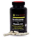 Nicotinamide 非挥发性维生素B3和D3 补充 + 蔬菜和无糖性口服尼古丁胺 辅料 + 蔬菜纤维素 Casings → 促进健康的皮肤 → 60 Capsules → 500mg
